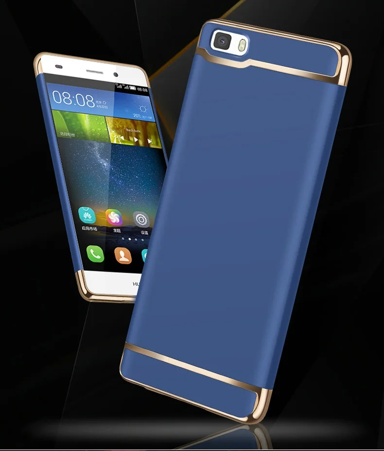 Case For Huawei P8 lite 2015 Cover Luxury Royal Gold Metal TPU Plating Hard Removable 3 in 1 Phone funda |