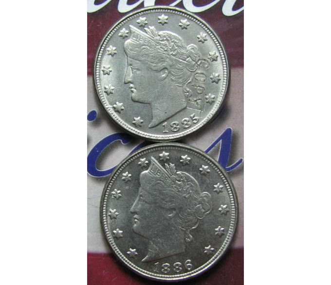 Копия копии 1885/1886 Liberty никель UNC два лица имитация монеты