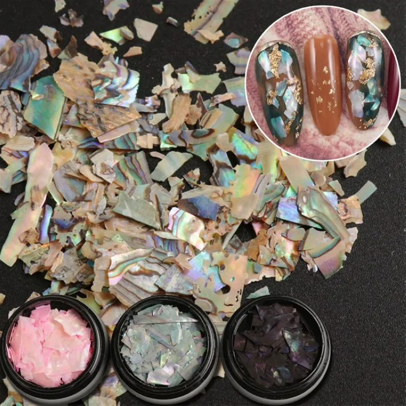 1 коробка сломанный дизайн ногтей оболочки хлопья нерегулярные Abalone градиент