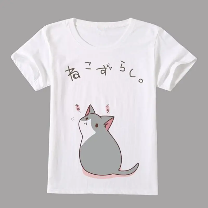 Обувь для косплея; аниме Неко Atsume Повседневное футболка для девочек Для женщин с милым котом короткий рукав Harajuku футболки в стиле «лолита» летние топы, блузка Vestidos - Цвет: Cat 03