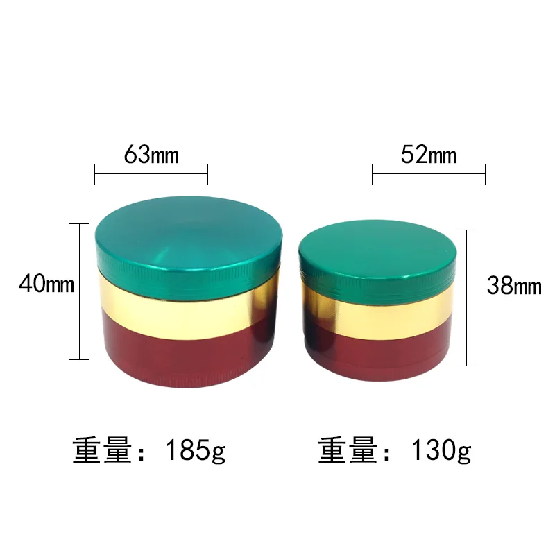 

New type 52, 63 mm rainbow three color bullet metallic luster mill tobacco spice grinder