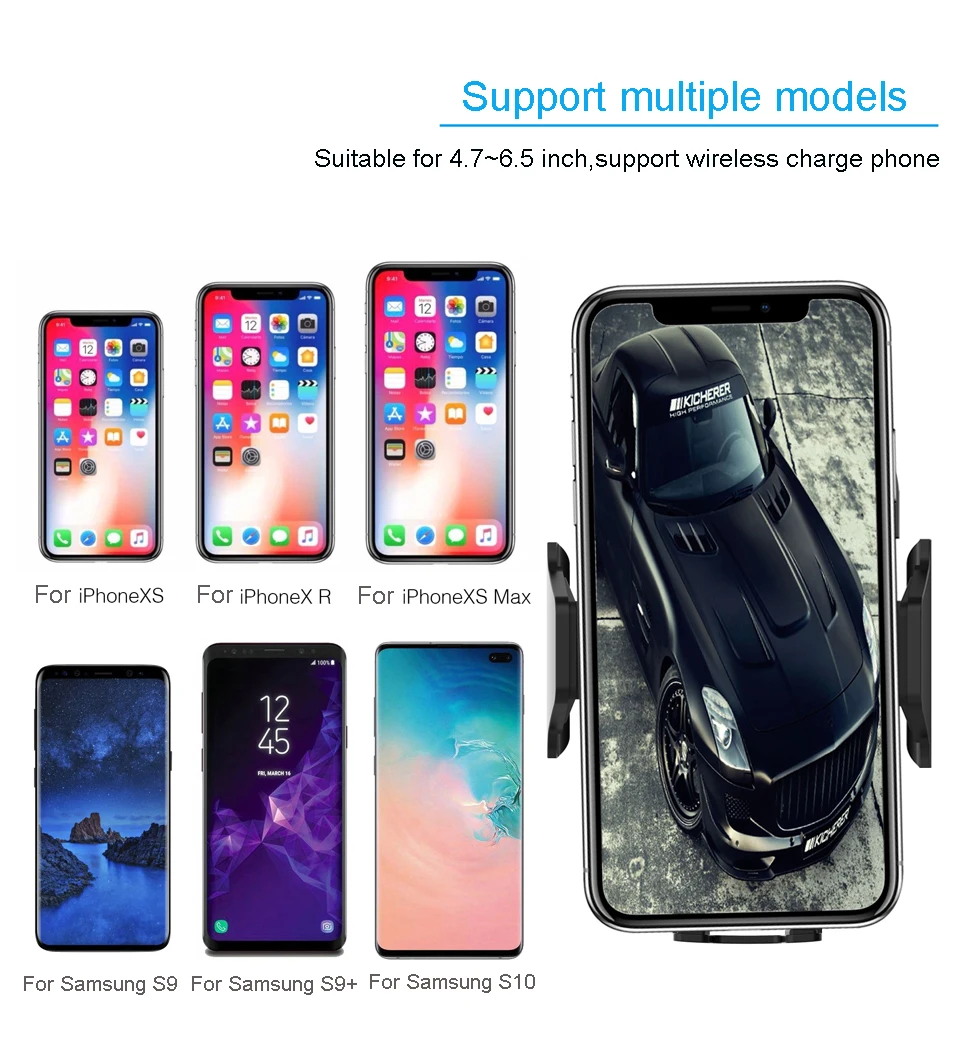 10 Вт Qi автомобильное беспроводное зарядное устройство Автоматическое для xiaomi 9 Max samsung S8 инфракрасное быстрое зарядное устройство с вентиляционным отверстием Автомобильный держатель для телефона