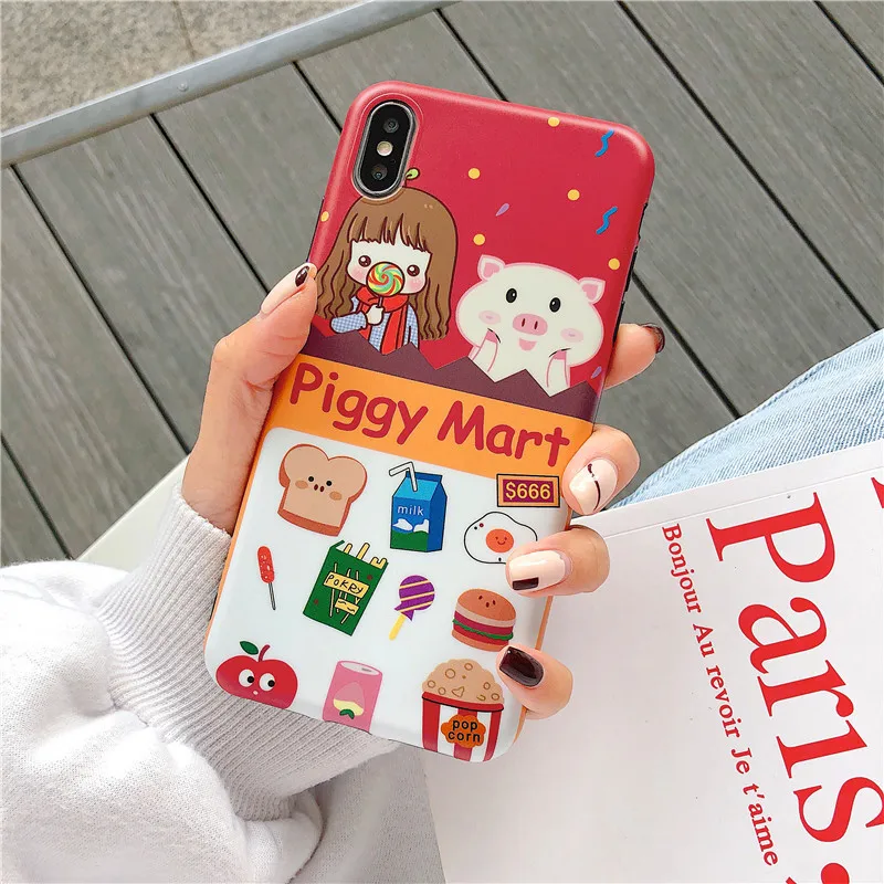 interesting Cartoon girls pig bazaar Phone Case for iphone X Xs Max XR 6 6S 8 7 Plus Soft Silicone Back Cover Coque Capa |