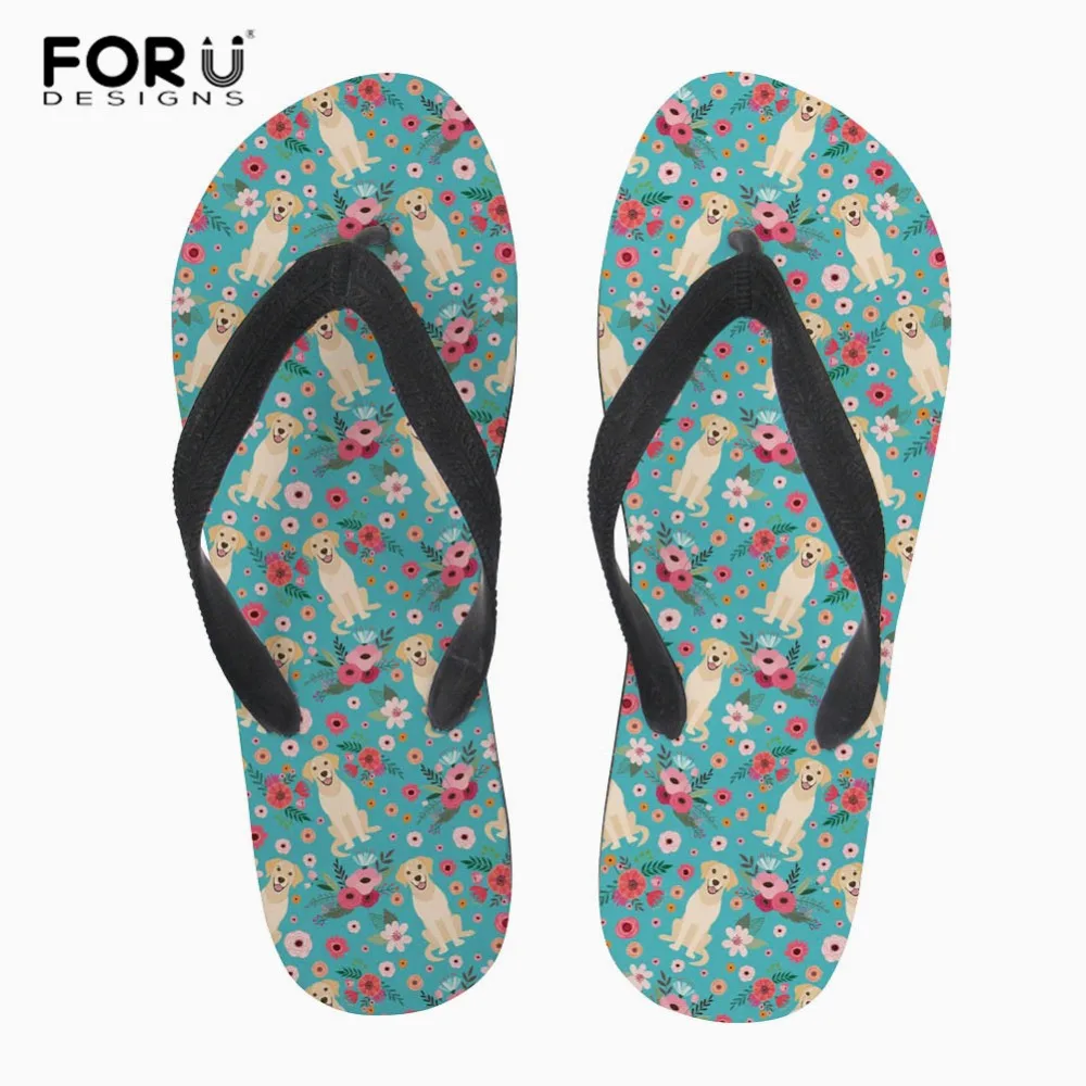 FORUDESIGNS/фиолетовые женские летние пляжные шлепанцы с лабрадором вьетнамки на