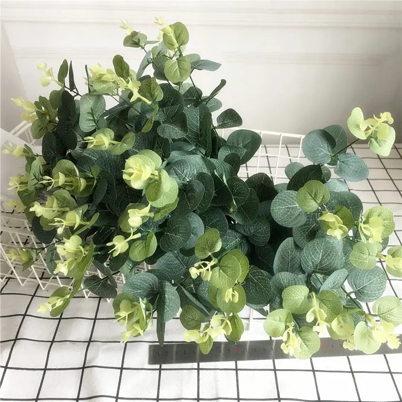 Eucalyptus Short branch Artificial flowers spring decoration Flower arrangment fake plants flores artificiales Faux foliage