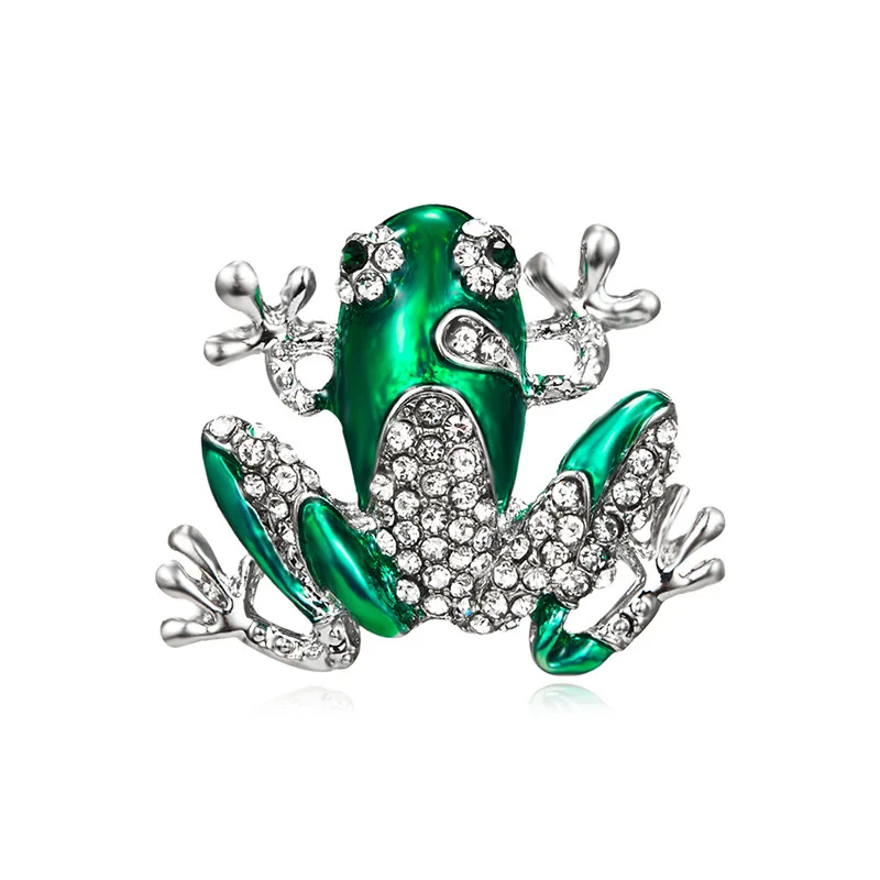 2 Cute Green Enamel Fruit Orchid Dragonfly Frog Brooches for Women Men Punk Party hijab Bag Accessory Imitation Pearl Brooch Pins - Окраска металла: 2