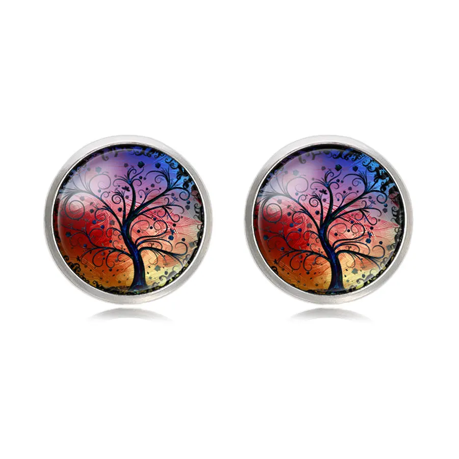 Горячая продажа узор в виде дерева жизни стеклянные запонки кабошон для мужчин