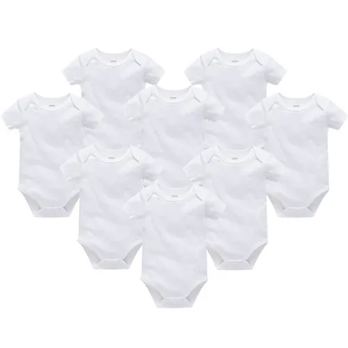 3PCS/lot 5PCS/lot 7PCS/lot 8PCS/lot Baby Boy Girl Clothes Short Sleeve Cotton Solid Baby Jumpsuit roupa de bebes Unisex Bodysuit - Цвет: ZHY12