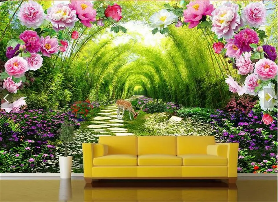 3d Custom photo mural wallpaper Garden shade flower door decor painting wall murals for walls 3 d | Обустройство дома