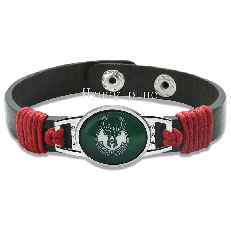 Милуоки баскетбол натуральная кожа регулируемый наручный браслет 12 мм зеленый