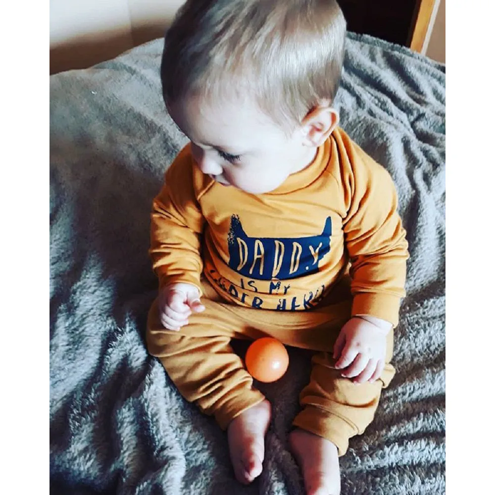 Toddler Boy Clothes 2019 Children Baby Outfits Girl Letter Tops T-shirt Pullover Sweatshirt+Pants 2pcs Set | Детская одежда и