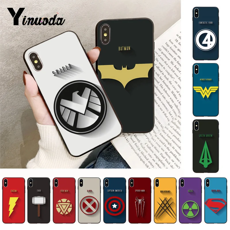 Yinuoda Marvel DC логотип супергероя Новое поступление телефон чехол для iPhone 5 5S SE 6 6s 7 8 Plus X XS XR XSMax coque чехол