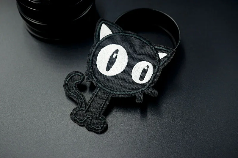 Черный кот(Размер: 6,0X7,3 см) DIY тканевые значки патч вышитая аппликация Швейные наклейки для одежды аксессуары для одежды