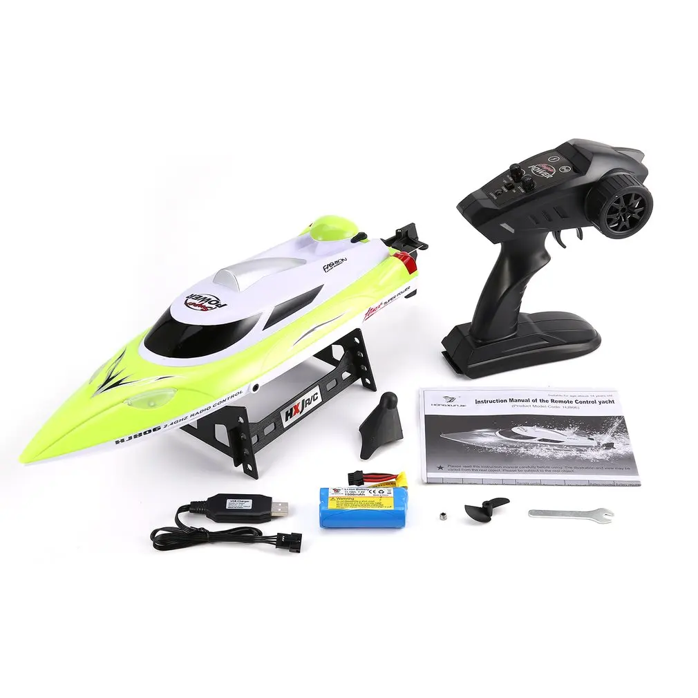 Зеленый HONGXUNJIE радиоуправляемая лодка HJ806 47 см 2,4 г RC 30 км/ч высокоскоростная гоночная лодка система водяного охлаждения перевернутое всенаправленное напряжение Promp - Цвет: Зеленый