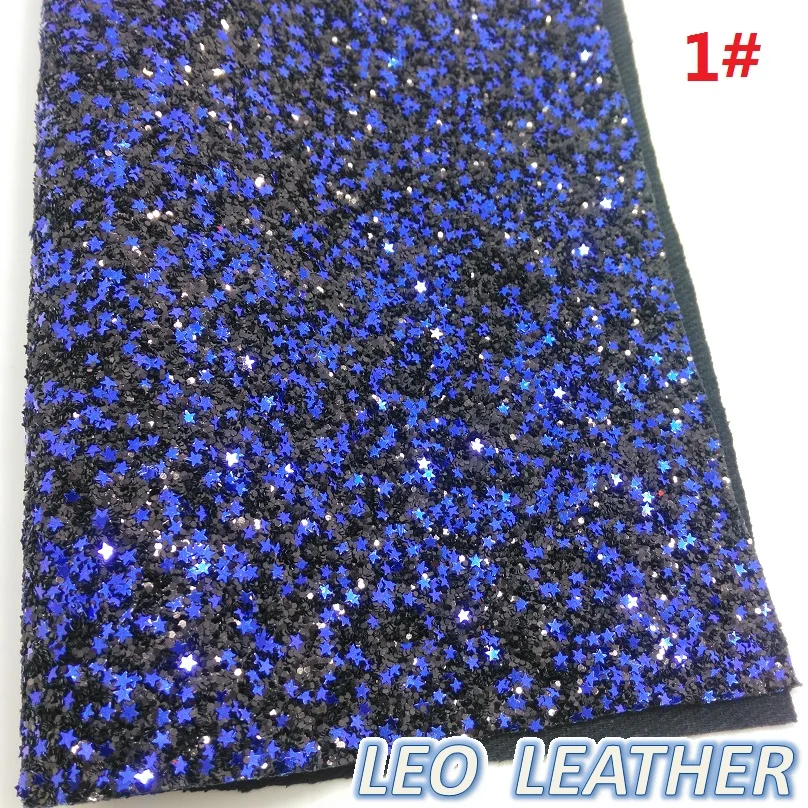 1PCS 21X29CM Synthetic Leather Chunky Glitter Fabric with stars For DIY Accessories 8S19A | Дом и сад