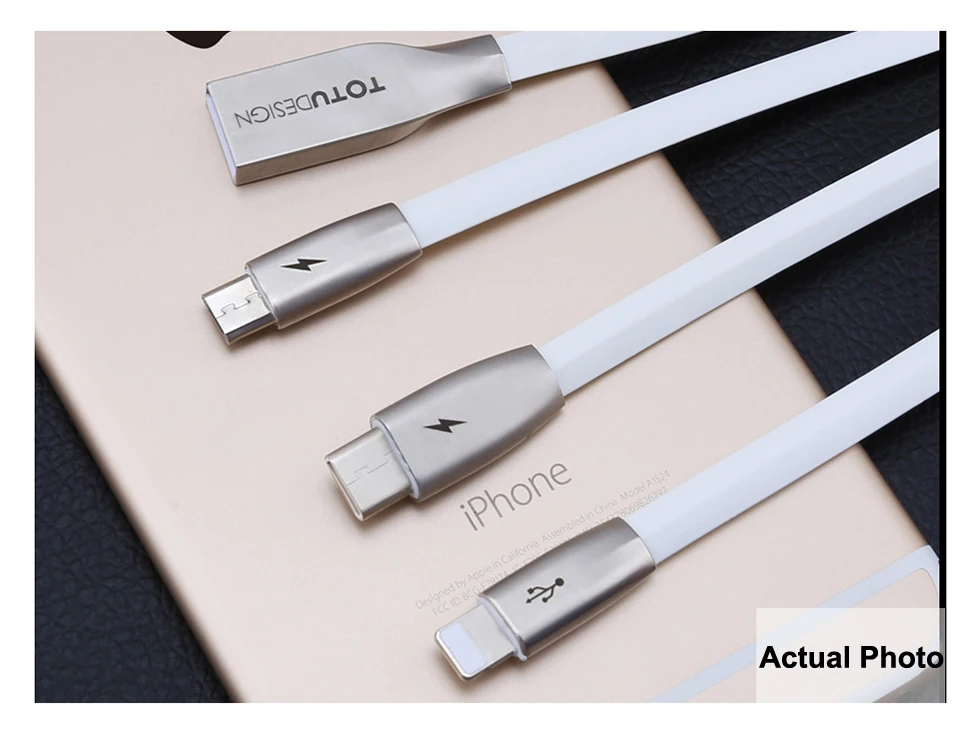 TOTU 3 в 1 USB кабель для iPhone Xs Max Xr X 8 7 Быстрая зарядка зарядное устройство usb type C type-c Micro USB кабель для мобильного телефона