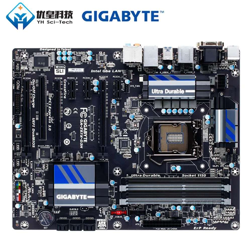 Оригинальная б/у рабочего стола материнской платы Gigabyte GA-Z87X-D3H Z87 LGA 1150 Core i7 i5 i3 DDR3 32G SATA3 USB3.0 HDMI PCI-E 3,0 блок питания ATX