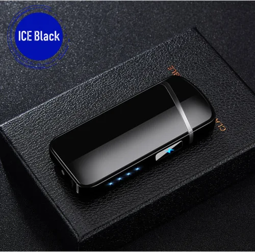 Ice Black Двойная дуговая электронная USB Зажигалка, сенсорная Индукционная перезаряжаемая зажигалка, ветрозащитные зажигалки, аксессуары для курения, мужские подарки - Цвет: Ice Black