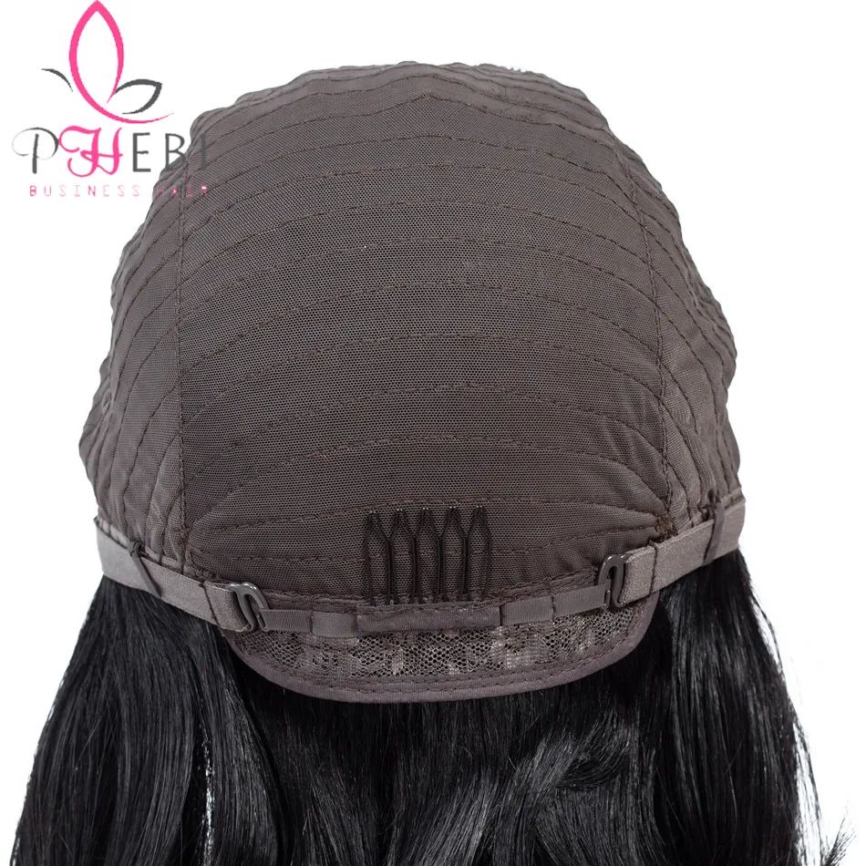 PHEBI 4*4 Lace Closure Human Hair Wigs Brazilian Straight Non-Remy Wig For Black Women Natural Color 130% Density | Шиньоны и парики