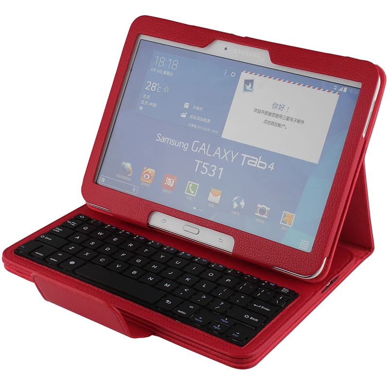 Беспроводная Bluetooth клавиатура + PU кожаный защитный умный чехол для Samsung Galaxy Tab 4 10 1