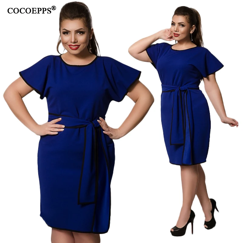Женское короткое платье с поясом CANCUT элегантное офисное вечернее большого