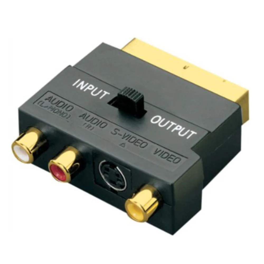 Адаптер SCART AV блок на 3 Phono композитных или s-видео с переключателем входа/выхода