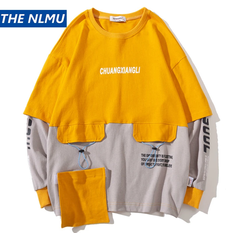 Мужская Уличная Лоскутная пуловер хип хоп толстовки хлопковый с круглым вырезом