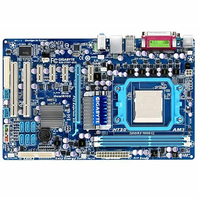 Б/у оригинальная материнская плата 770 AM3 для Gigabyte GA 770T D3L DDR3 Socket Gigabit Ethernet()|motherboard