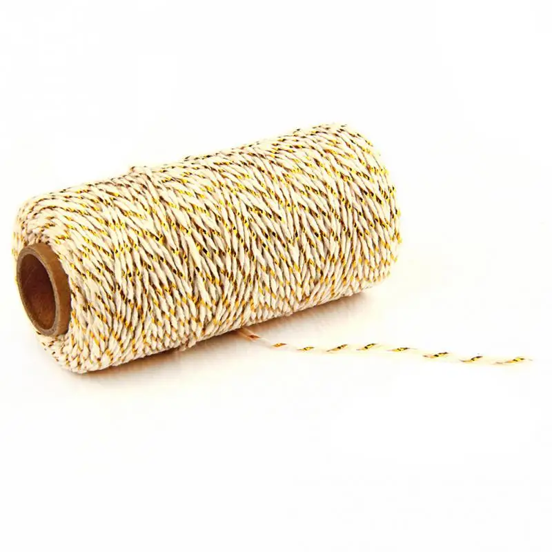 Gold Beige 100 м/рулон хлопковой Струны DIY Подарочная коробка для упаковки веревка для выпечки шпагат шнур деревенский кантри ремесла швейная веревка 15 цветов#20 - Цвет: Gold Beige