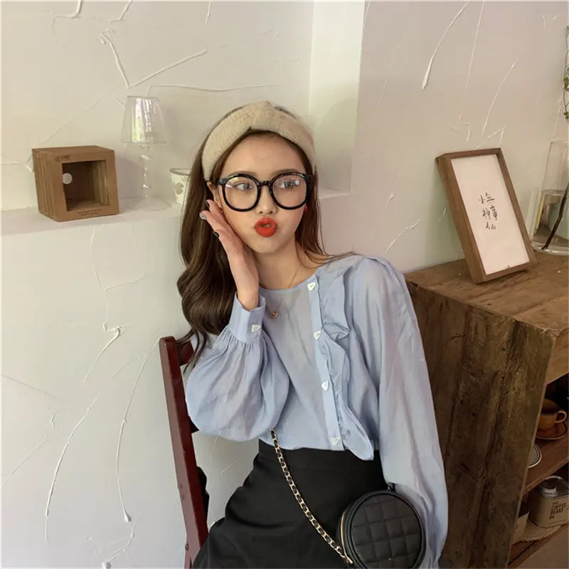 Новинка 2019 года! Женские офисные свободные одноцветные рубашки высокого