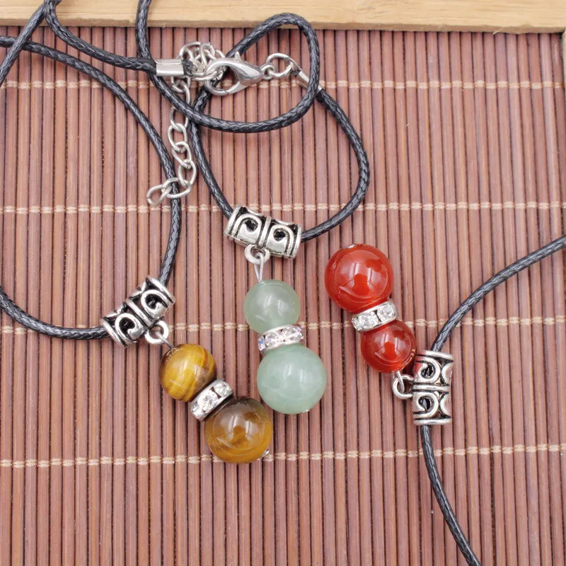 Ожерелье из натурального камня тигровый глаз гранат оникс ожерелье черной кожи