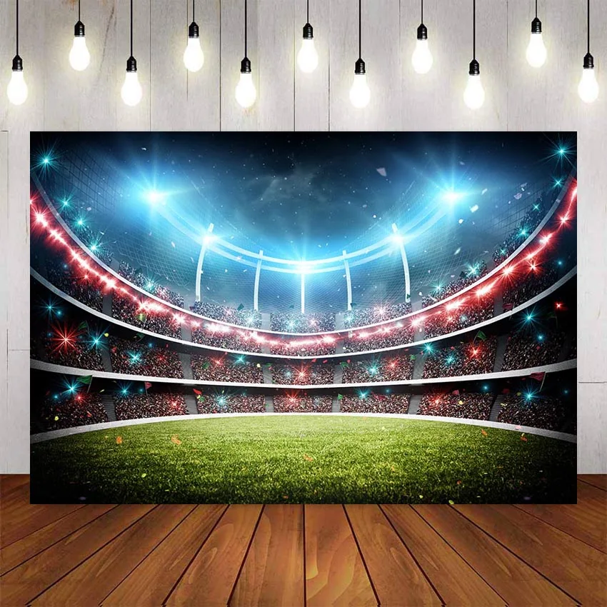 Фоны для фотосъемки Футбол зеленая трава гол стадион прожектор спорт ребенок