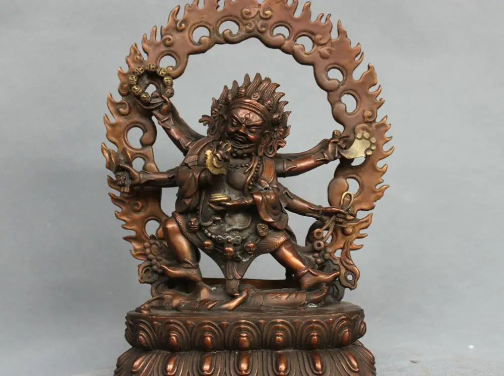 10 ''китайский Тибетский Бронзовый шестирычажная Статуэтка макакала Будды|statues