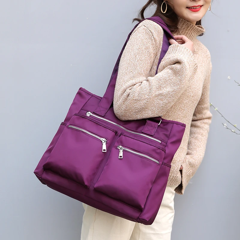 Simple Travel Top-handle Bag Women Satchels Nylon Shopping Casual Daily Tote Large Capacity Shoulder Bags Waterproof Handbag