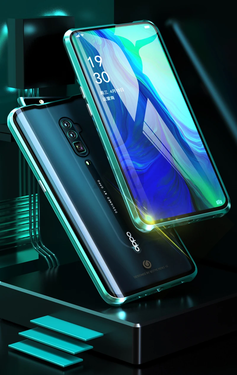 360 полный защитный чехол для OPPO Reno 10X Zoom 10 металлический магнитный бампер передний сенсорный задний стеклянный чехол OPPO Reno 10X Zoom чехол s