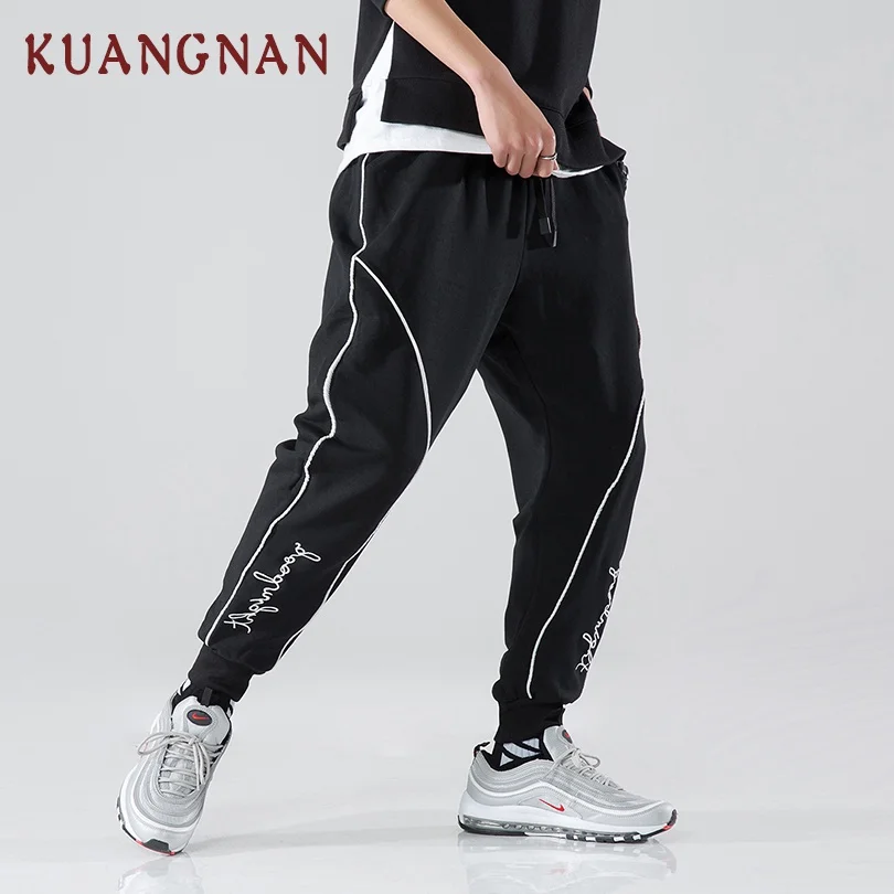 Мужские брюки в полоску KUANGNAN Японская уличная одежда для бега XXL стиле хип хоп