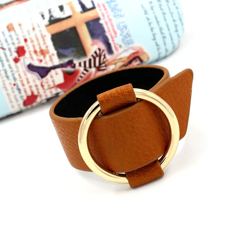 Женский браслет из ПУ кожи золотистого цвета OB15 | Украшения и аксессуары