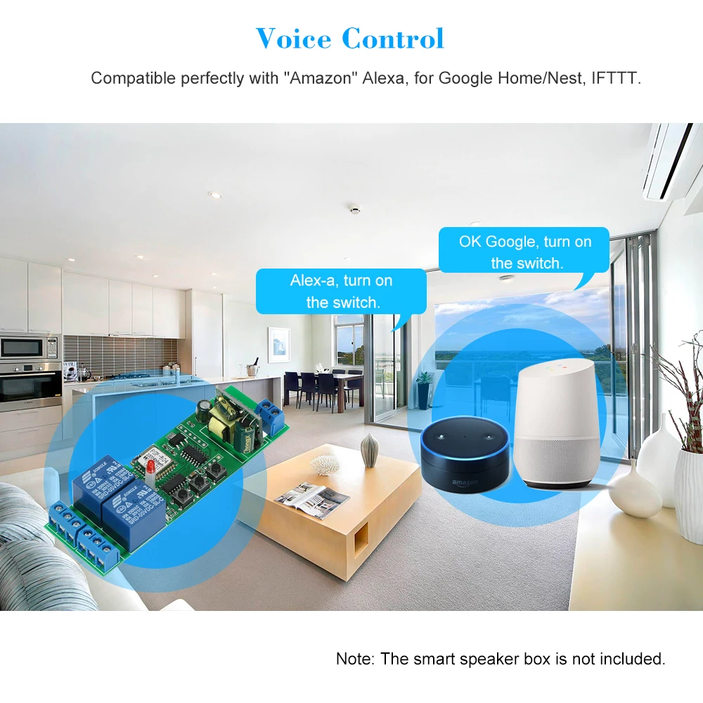 eWeLink Module Smart Wifi Switch 2CH AC85-250V Wireless Timer Phone APP Remote Control Voice | Электроника