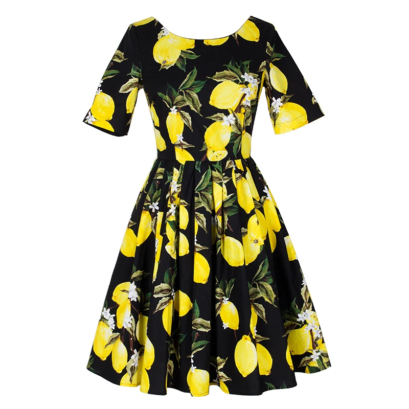 Женское модельное платье с коротким рукавом новое модное пляжное принтом лимона