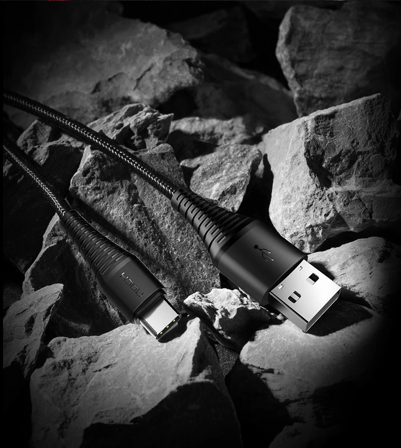 ROCK 3A usb type-C кабель высокопрочный usb type-c кабель для быстрой зарядки и синхронизации данных для Galaxy S8 plus Note 8 Oneplus 2 Xiaomi