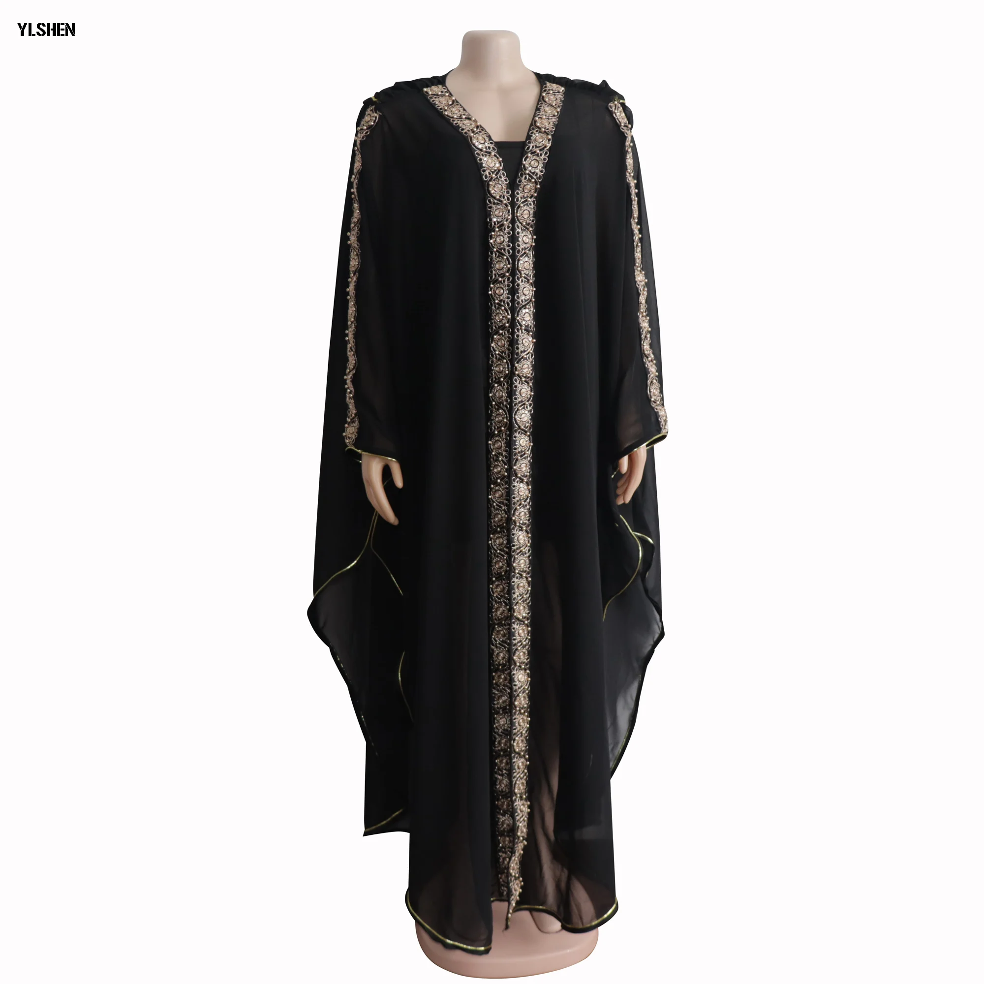 2021 с капюшоном летние африканские платья для женщин шифон Abaya Robe Femme размера плюс