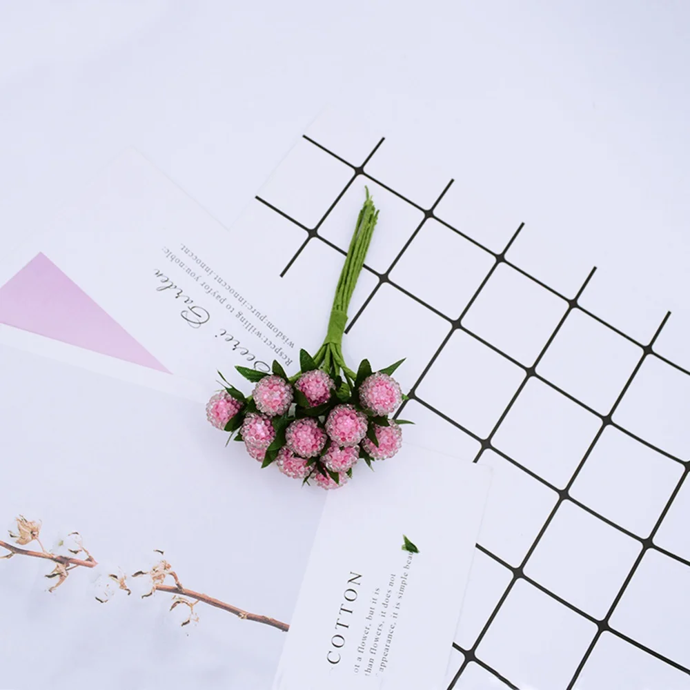 pink 12 шт. высокое качество поддельные пластиковые гранатовые растения diy Подарочная коробка Рождественские вечерние украшения для дома искусственные мини вишневые фрукты - Цвет: pink