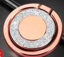 Rose Gold Сверкающий блеск 360 ° палец ручка металлическое кольцо подставка держатель кронштейн для сотового телефона - Цвет: Rose Gold