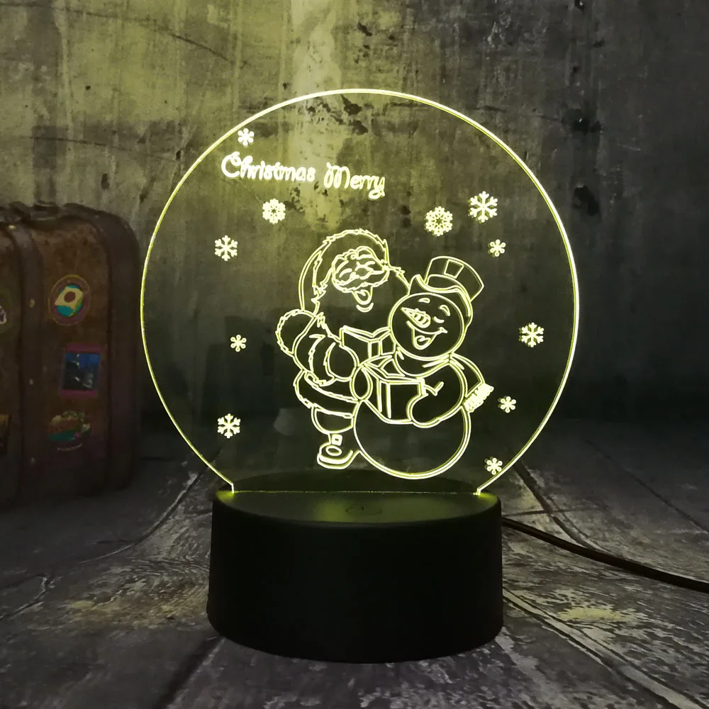 Новый милый Санта-Клаус и Снеговик 3D светодиодный ночник USB домашняя Настольная