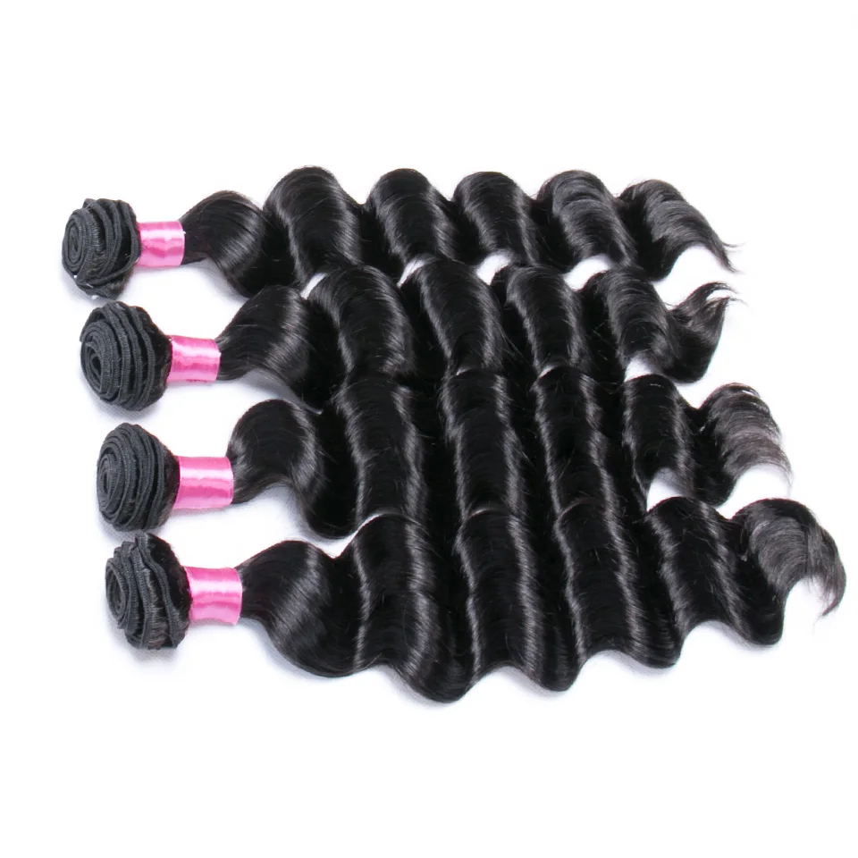 Chloe Волосы Бразильские свободные глубокие 4 пучка Дело 100% Remy волосы плетение