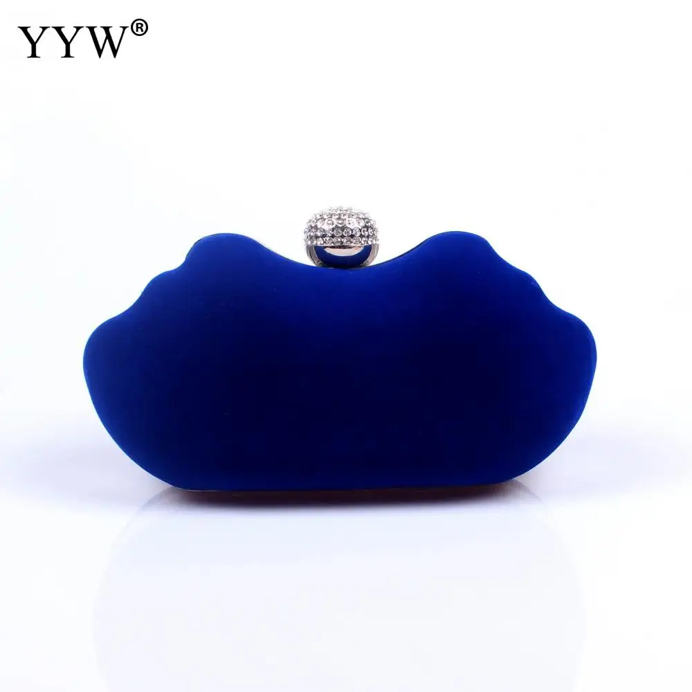 dark blue Вечерние элегантные маленькие сумки, женские модные черные велюровые вечерние клатчи, стразы, женские красные фиолетовые клатчи на цепочке - Цвет: dark blue