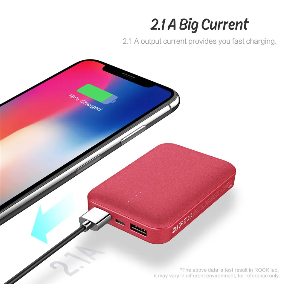 ROCK 10000 mAh power Bank для Xiaomi power bank, Мини Портативная полимерная батарея для iPhone SamSung Mobile Phone bank power