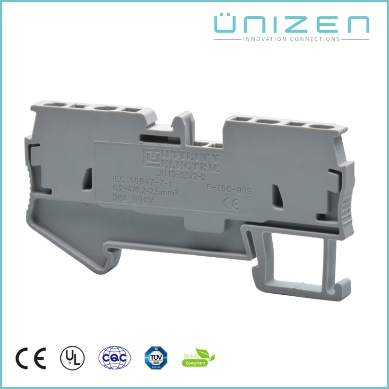 UNIZEN JUT3 2.5/2 2 60 шт. 800 в/24а серая пружина din рейка Клеммная колодка 24 12AWG reihenklemmen 0 4mm2
