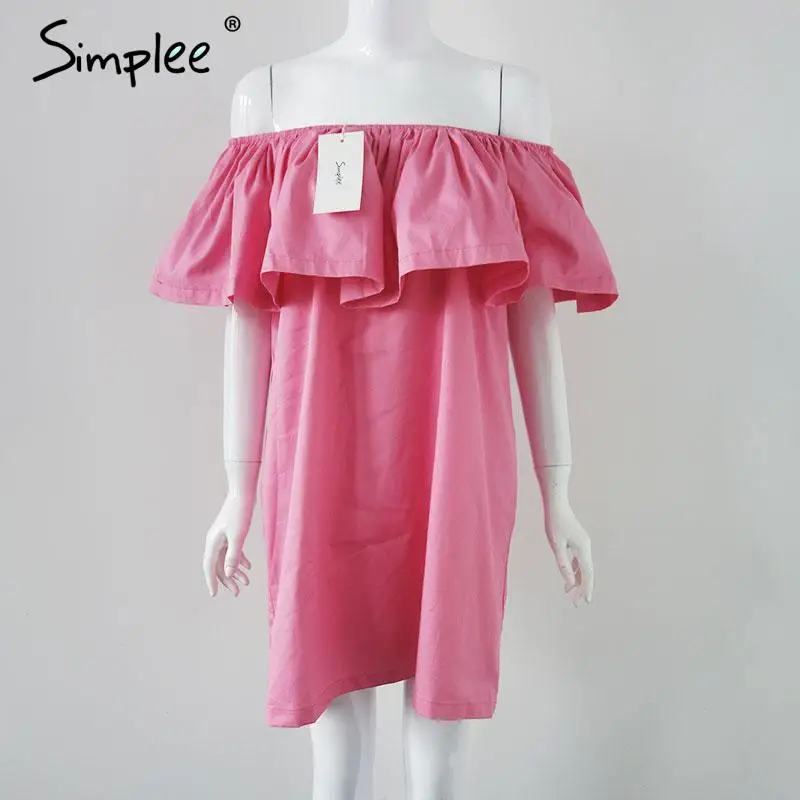 Простая одежда с оборками на шее женское платье в летнем стиле открытыми плечами