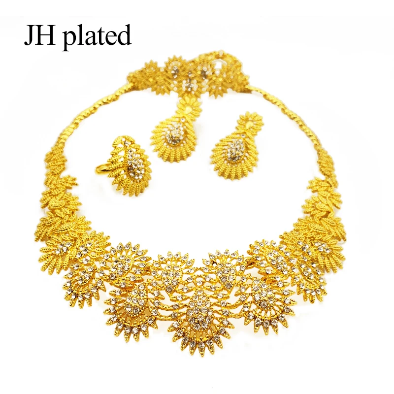 JHplated изысканные роскошные Дубаи Ювелирные наборы золотого цвета Индия Нигерия